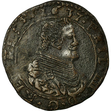Moneta, Paesi Bassi Spagnoli, Artois, Liard, 1637, Arras, BB+, Rame