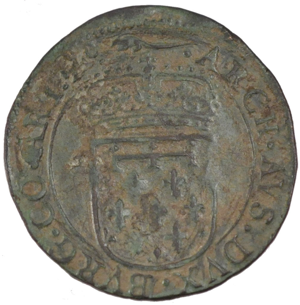 FRANCE, Liard, 1637, Arras, AU(50-53), Copper, 4.22