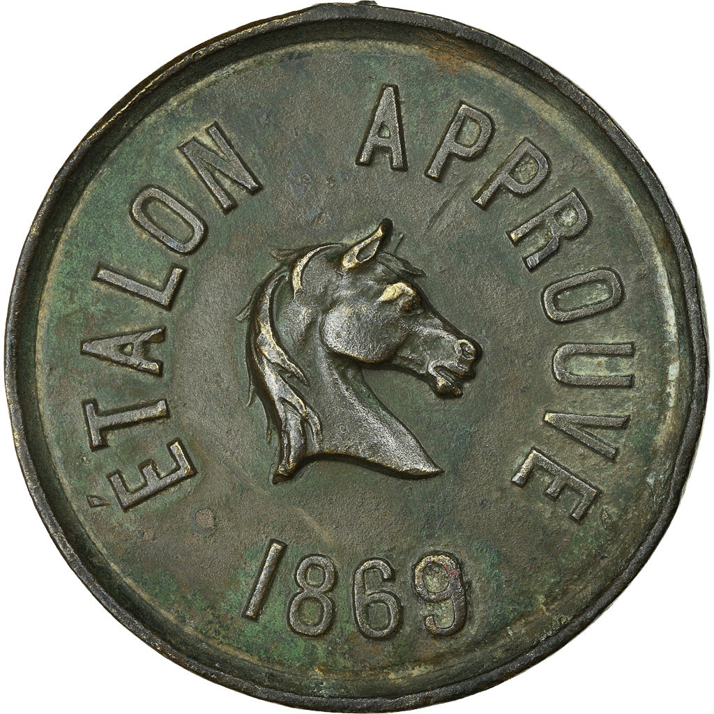 France, Médaille, Direction Générale des Haras, Etalon Approuvé, 1869, TTB