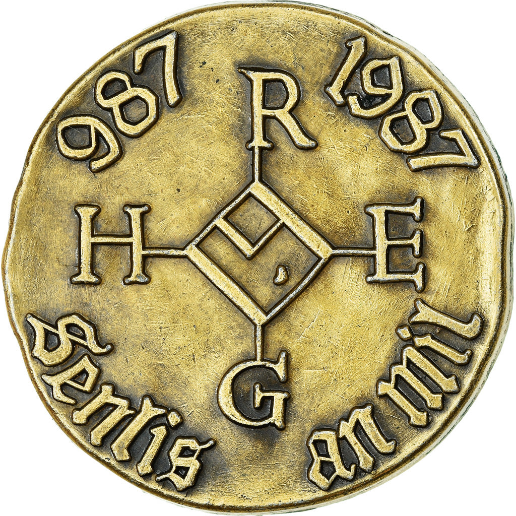 France, Médaille, Ville de Senlis, An Mil, 1987, SUP, Gilt Bronze