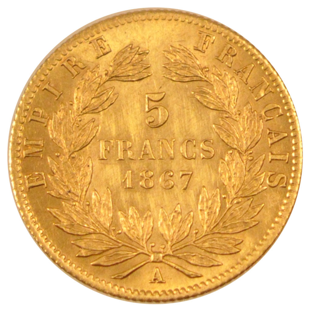 Second Empire, 5 Francs or Napoléon III tête laurée