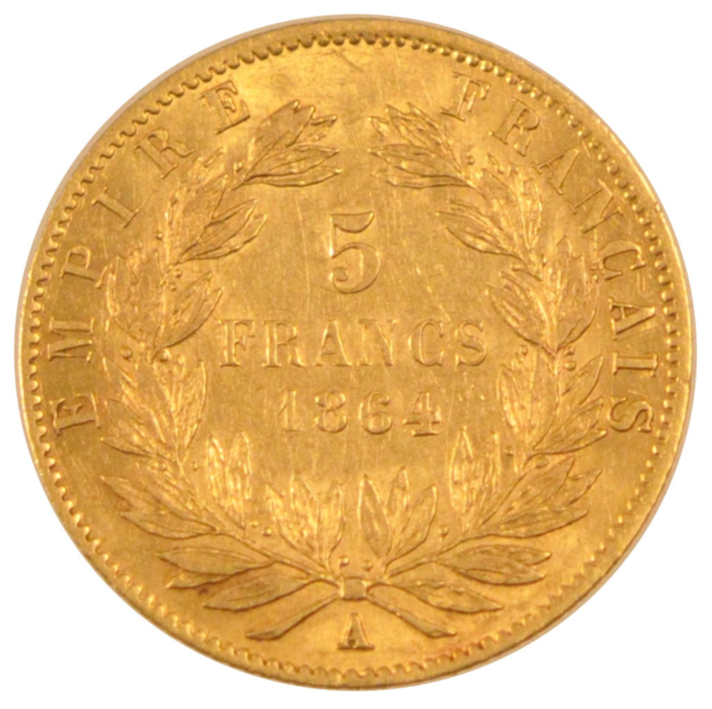 Francia, Napoleon III, Napoléon III, 5 Francs, 1864, Paris, BB+, Oro, Gadour...
