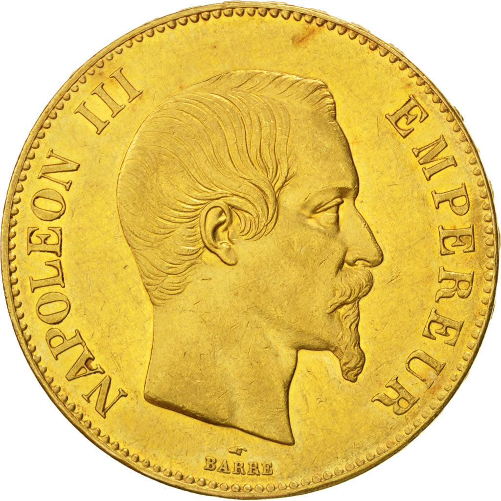Coin, France, Napoleon III, Napoléon III, 100 Francs, 1858, Paris, AU(50-53)