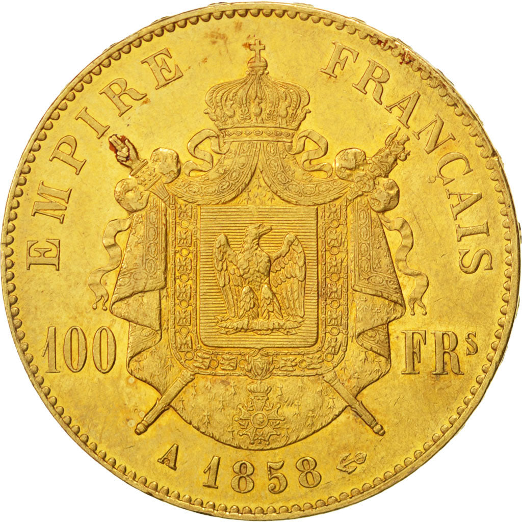 Coin, France, Napoleon III, Napoléon III, 100 Francs, 1858, Paris, AU(50-53)