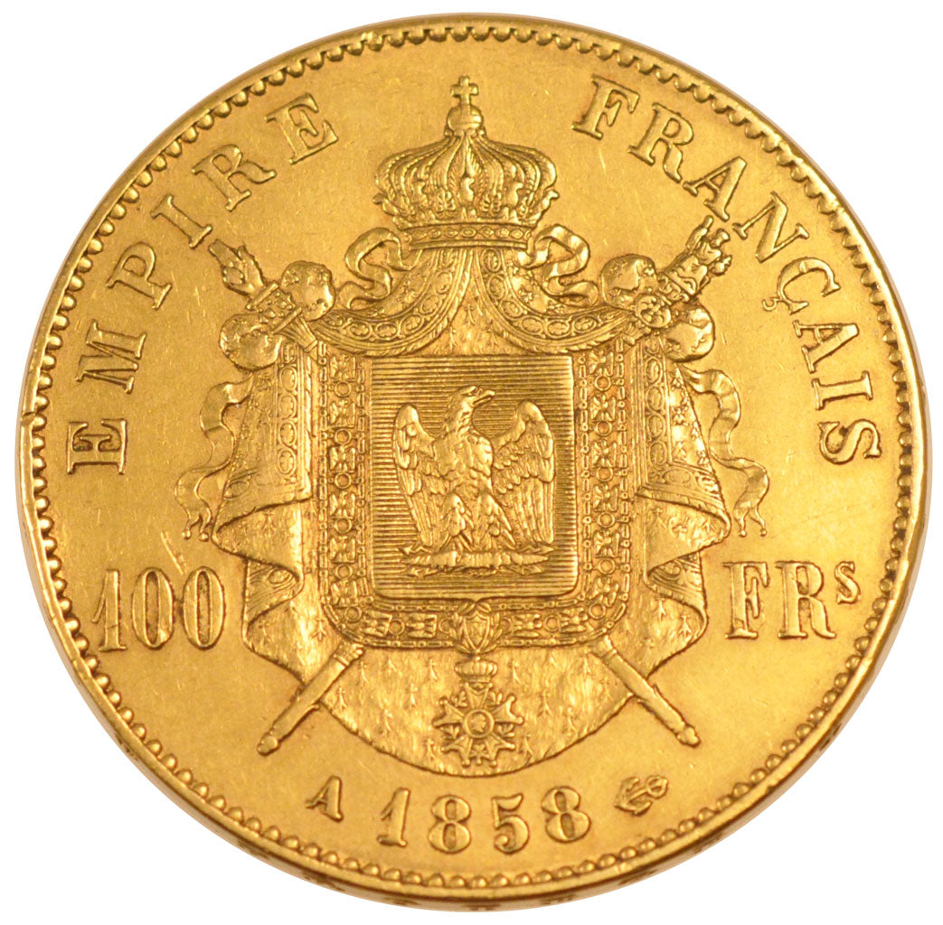FRANCE, Napoléon III, 100 Francs, 1858, Paris, KM #786.1, EF(40-45), Gold, G...