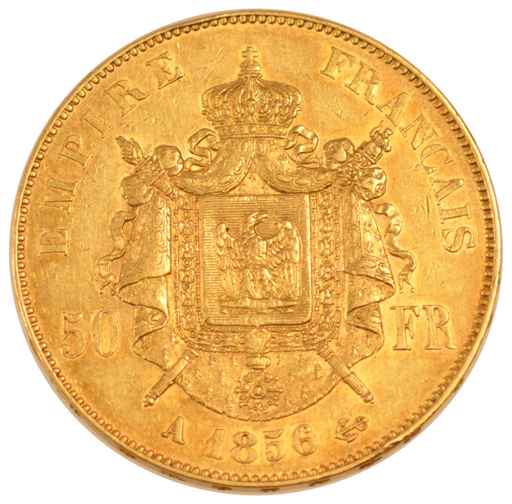 FRANCE, Napoléon III, 50 Francs, 1856, Paris, KM #785.1, EF(40-45), Gold, Gadour