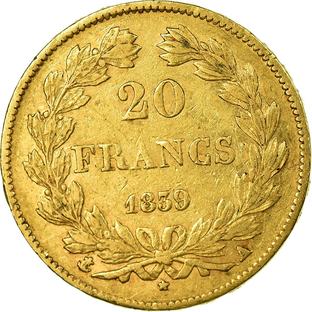 Coin, France, Louis-Philippe, 20 Francs, 1839, Paris, EF(40-45), Gold