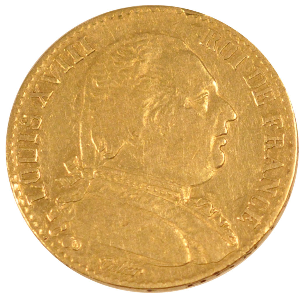 FRANCE, Louis XVIII, 20 Francs, 1814, Paris, KM #706.1, EF(40-45), Gold,...
