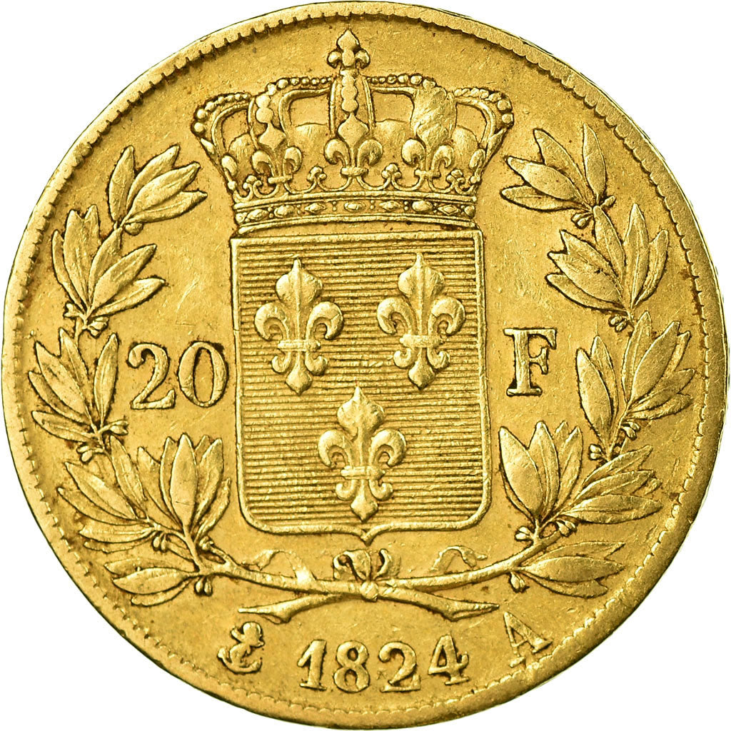 Coin, France, Louis XVIII, Louis XVIII, 20 Francs, 1824, Paris, EF(40-45), Gold
