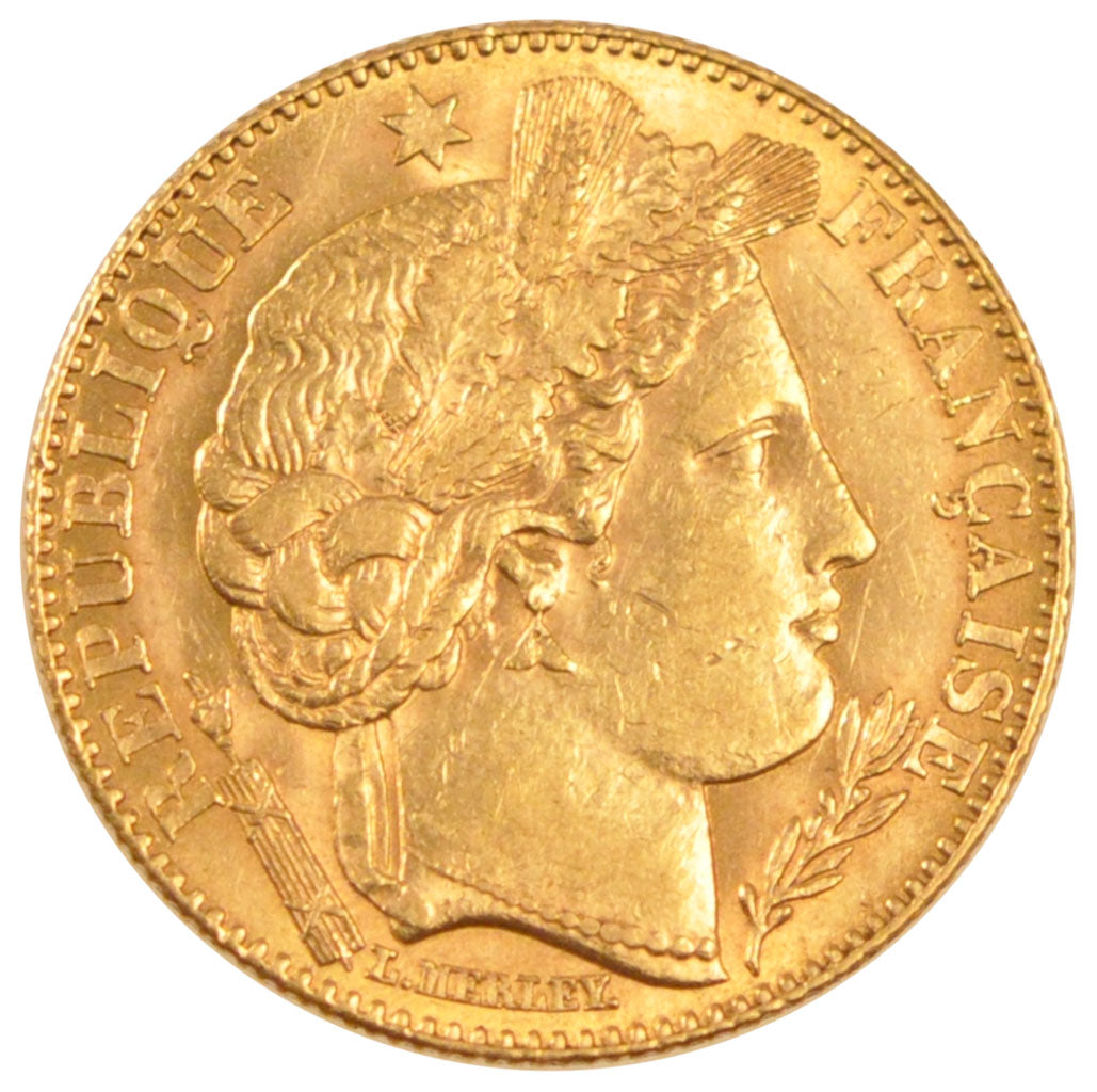 FRANCE, Cérès, 10 Francs, 1896, Paris, KM #830, AU(55-58), Gold, Gadoury #1016,
