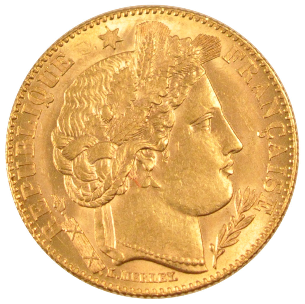 FRANCE, Cérès, 10 Francs, 1896, Paris, KM #830, AU(55-58), Gold, Gadoury #1016, 