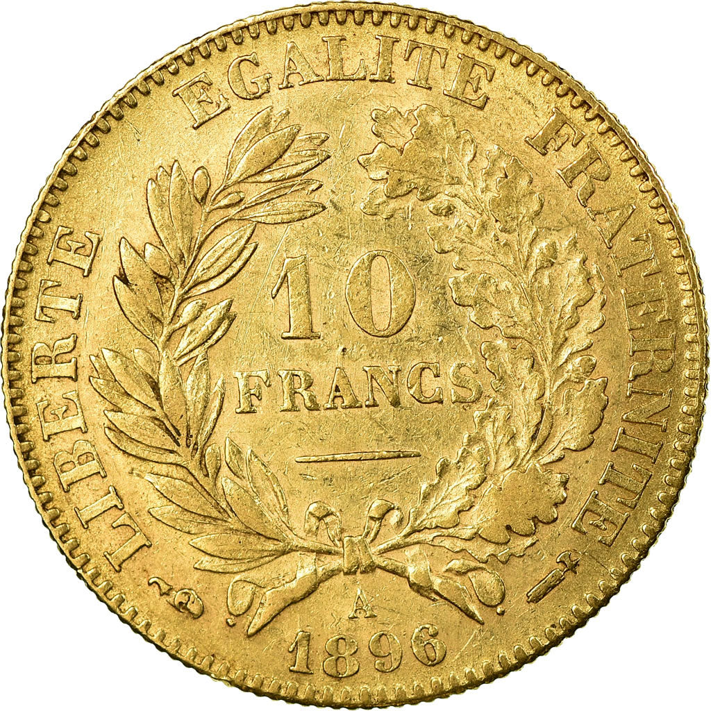 Coin, France, Cérès, 10 Francs, 1896, Paris, AU(50-53), Gold, Gadoury:1016