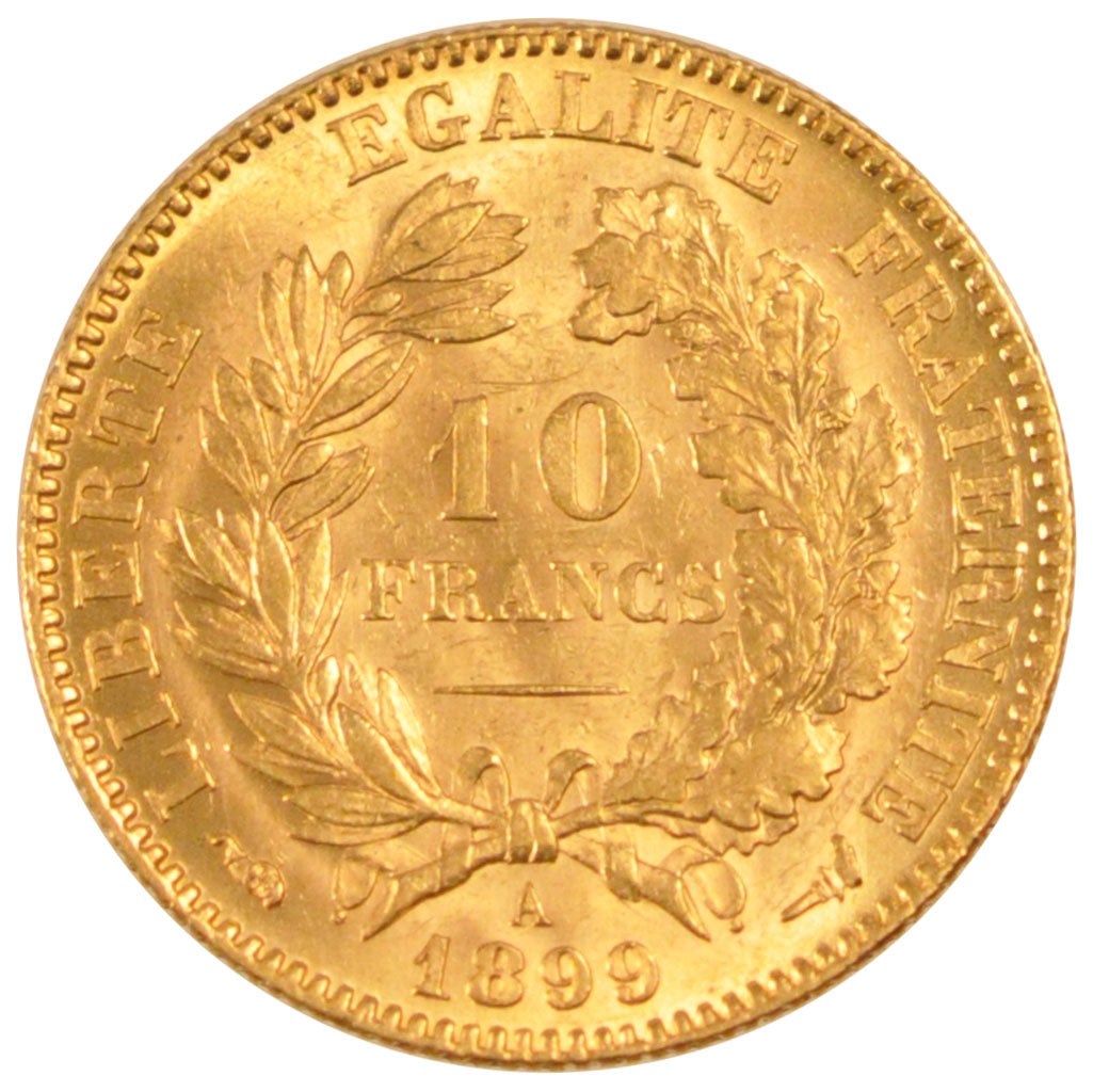 FRANCE, Cérès, 10 Francs, 1899, Paris, KM #830, MS(60-62), Gold, Gadoury #1016,