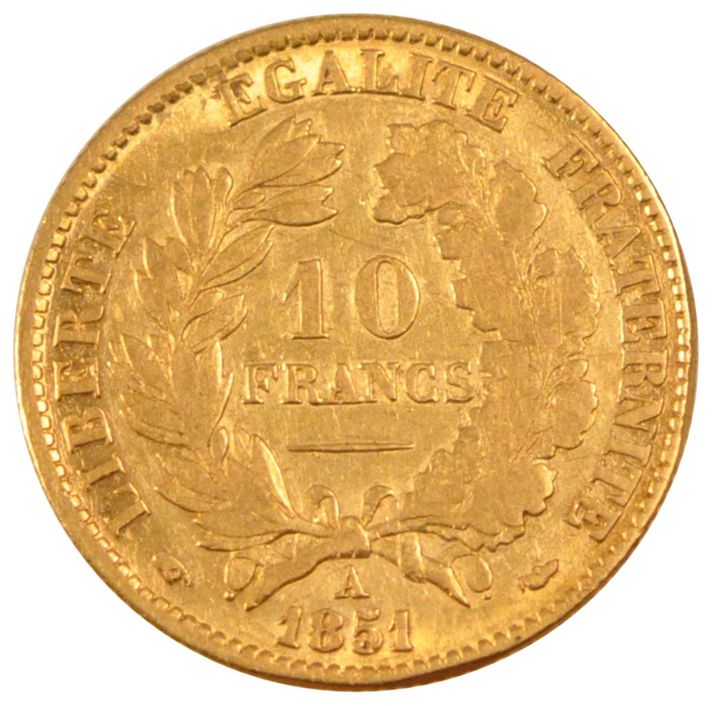 Francia, 10 Francs, 1851, Paris, BB, Oro, Gadoury:1012