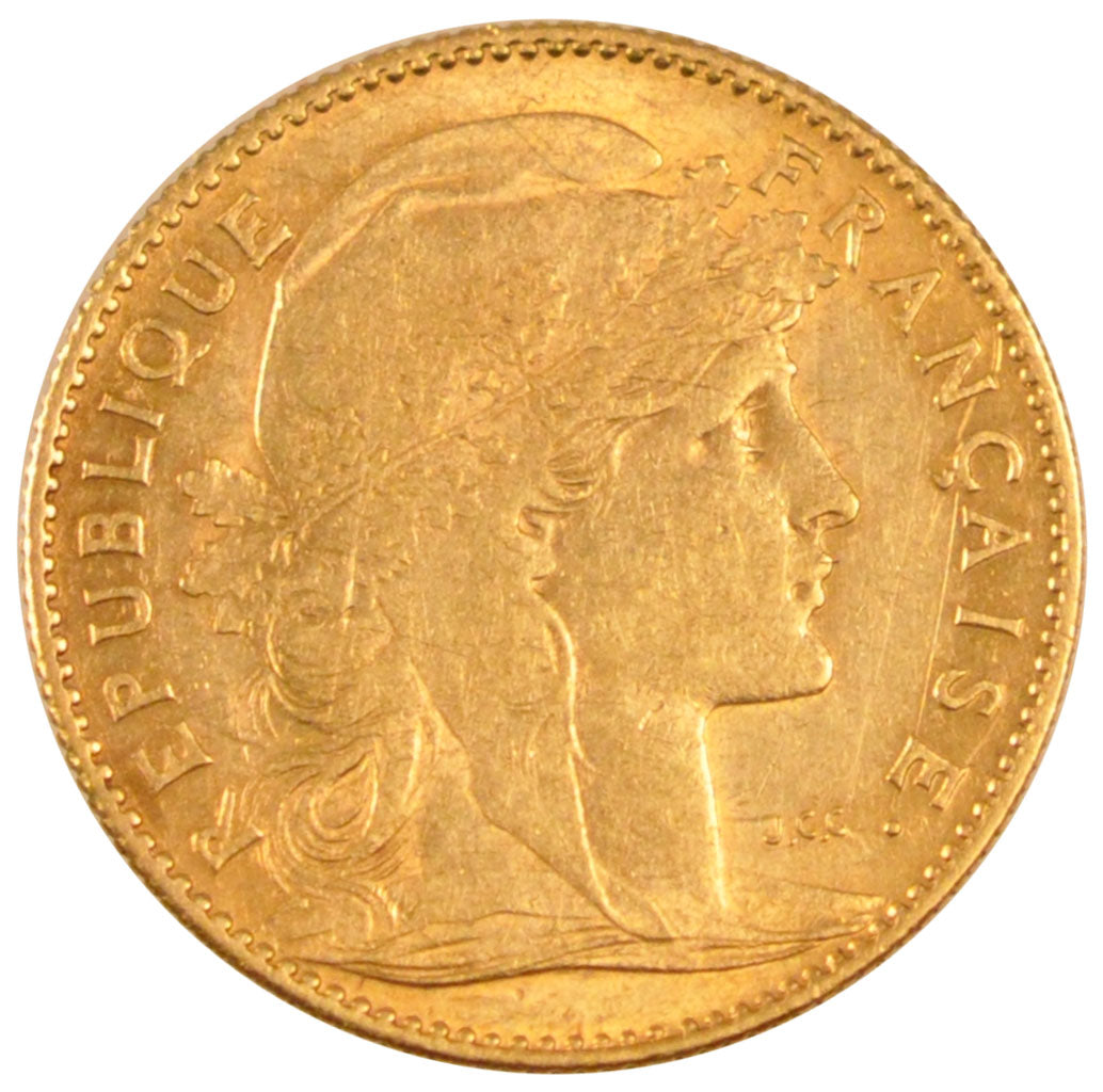 FRANCE, Marianne, 10 Francs, 1908, Paris, KM #846, EF(40-45), Gold, Gadoury...