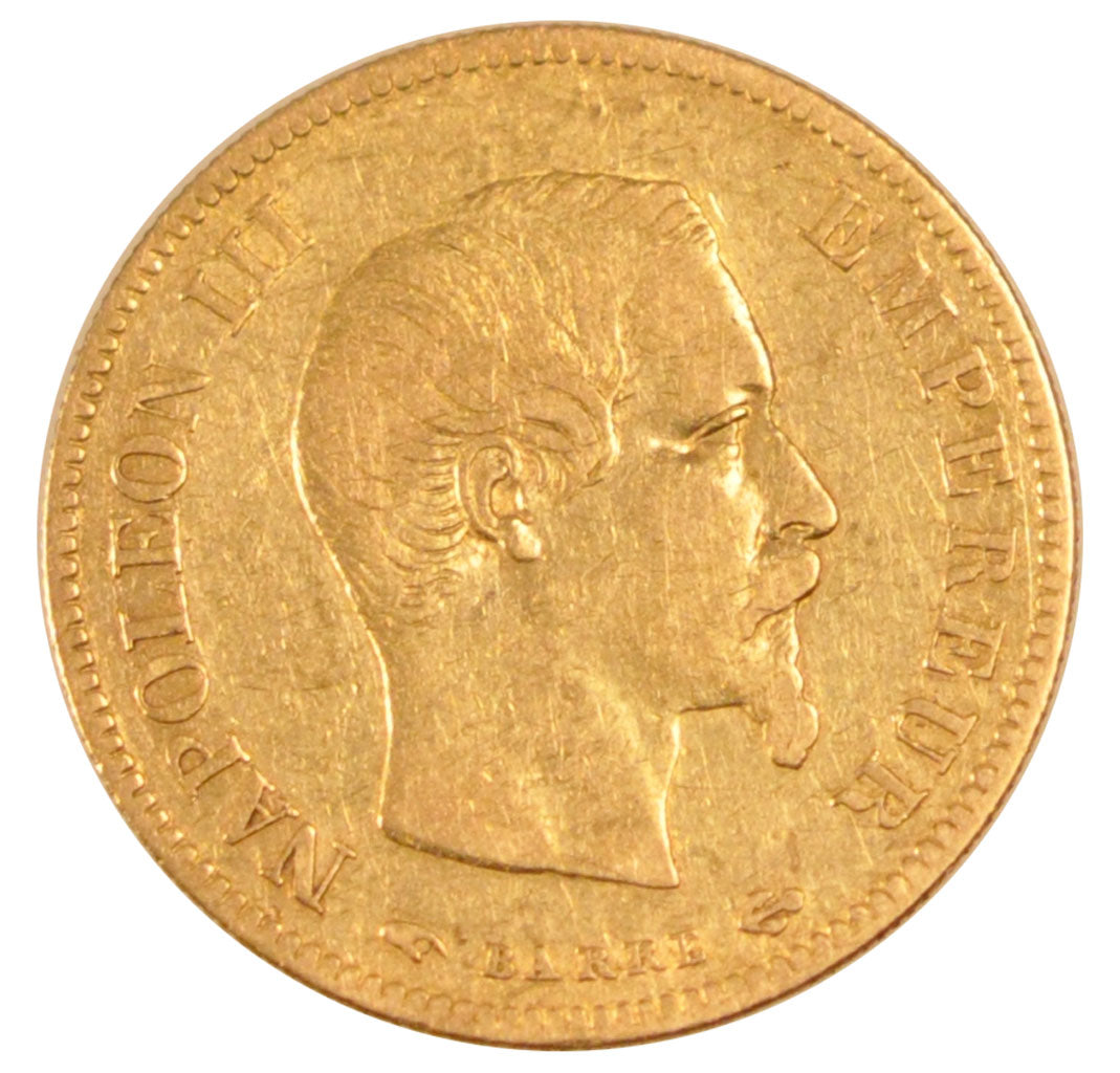 FRANCE, 10 Francs, 1855, Paris, EF(40-45), Gold, Gadoury #1014, 3.20