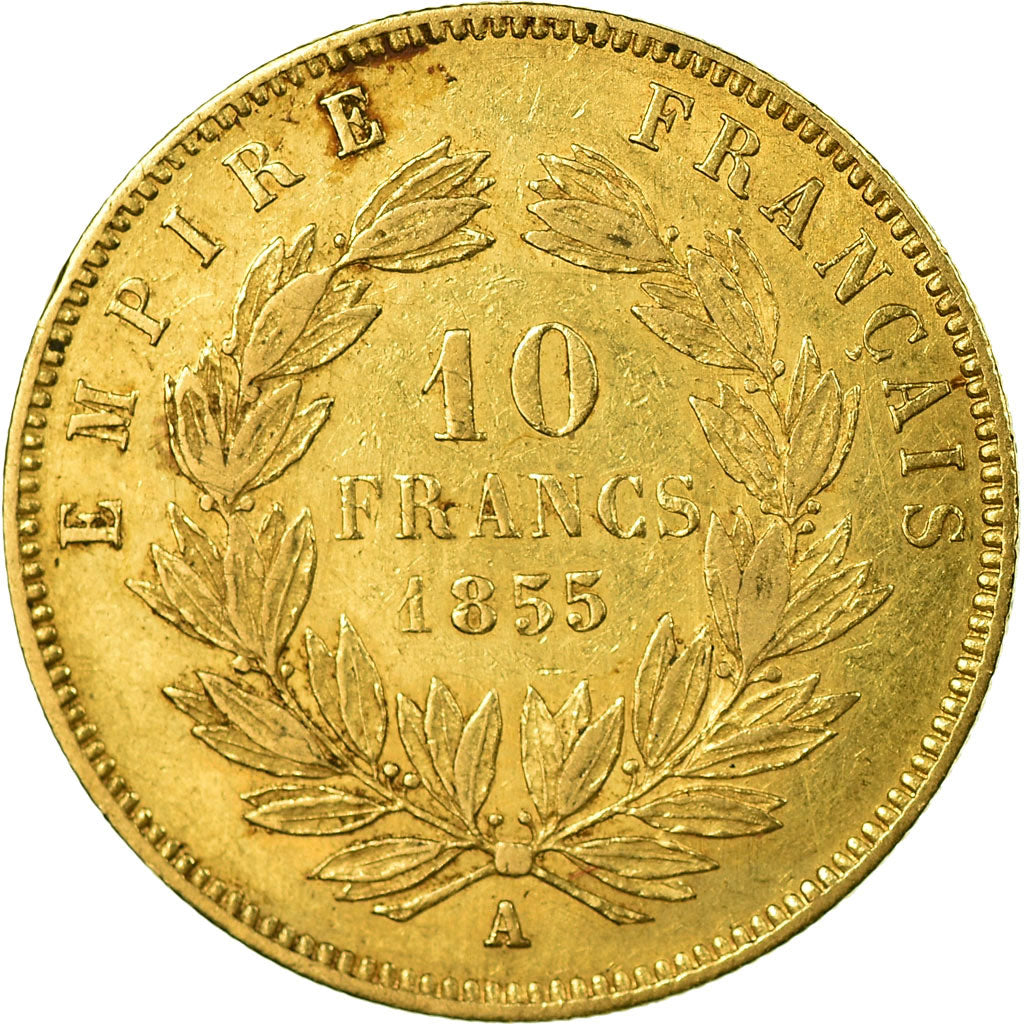 Coin, France, Napoleon III, Napoléon III, 10 Francs, 1855, Paris, AU(50-53)