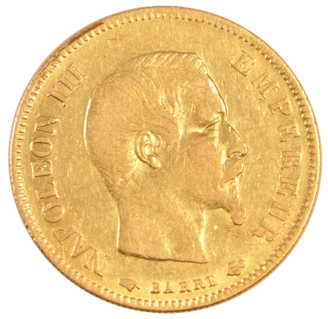 FRANCE, 10 Francs, 1855, Paris, EF(40-45), Gold, Gadoury #1014, 3.19