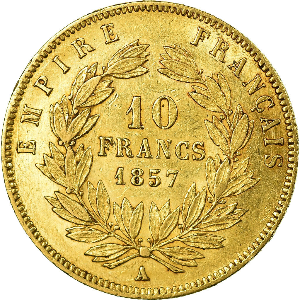 Coin, France, Napoleon III, Napoléon III, 10 Francs, 1857, Paris, AU(50-53)