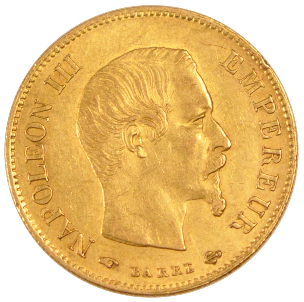 FRANCE, Napoléon III, 10 Francs, 1858, Paris, KM #784.3, AU(55-58), Gold, Gadour