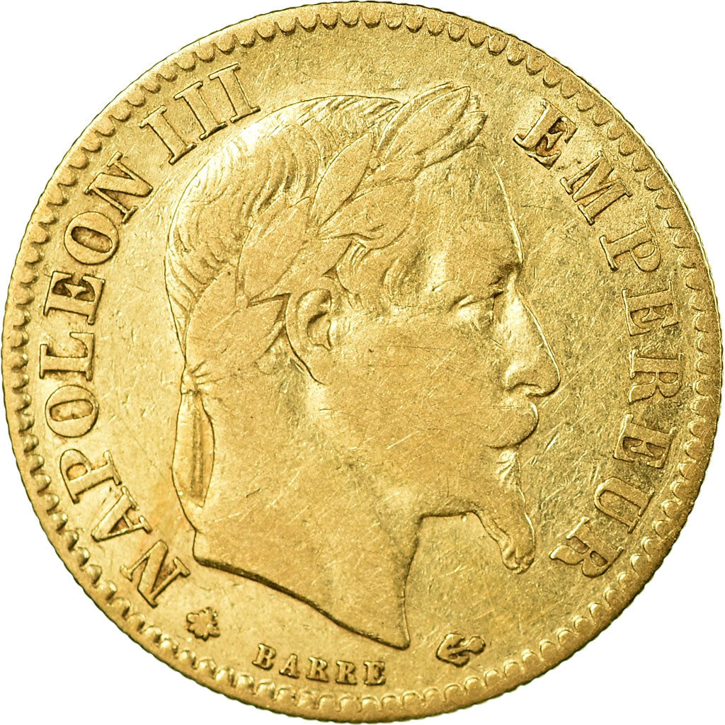 Moneta, Francia, Napoleon III, Napoléon III, 10 Francs, 1864, Paris, BB, Oro
