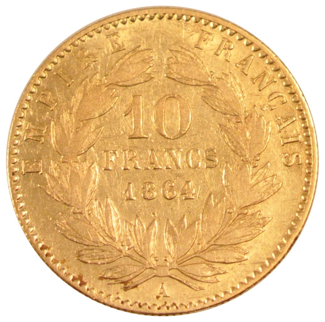Francia, Napoleon III, Napoléon III, 10 Francs, 1864, Paris, BB, Oro, Gadour...