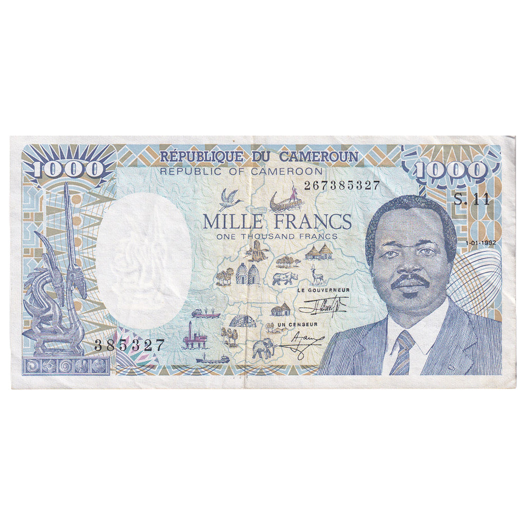 Banknote, Cameroon, 1000 Francs, 1992, 1992-01-01, KM:26a, EF(40-45)