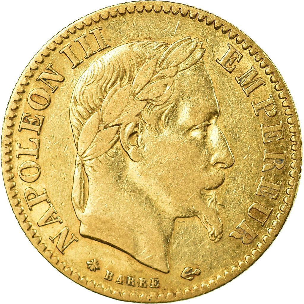 Moneda, Francia, Napoleon III, Napoléon III, 10 Francs, 1864, Paris, MBC, Oro