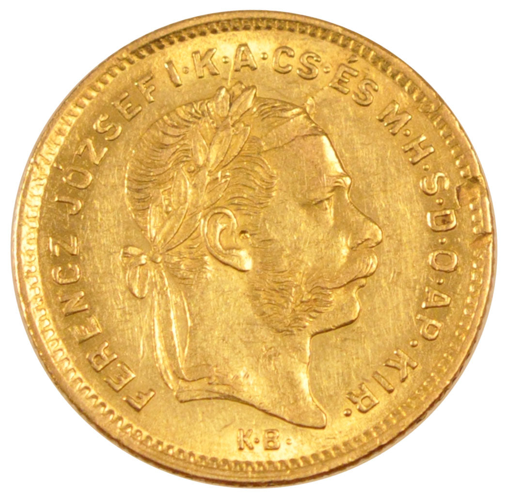 Ungheria, Franz Joseph I, 4 Forint 10 Francs, 1870, Kormoczbanya, BB+, Oro, K...