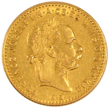 HUNGARY, 4 Forint 10 Francs, 1886, Kremnitz, KM #466, AU(50-53), Gold, 3.20