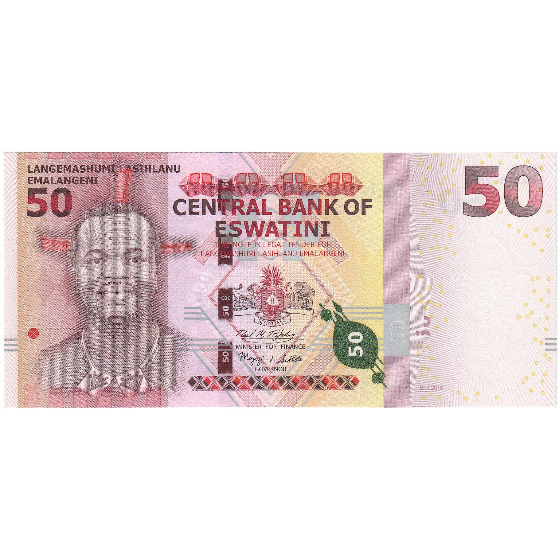 Swaziland, 50 Emalangeni, 2018, 2018-11-09, KM:38a, UNC(65-70)