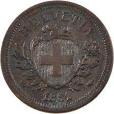 SWITZERLAND, Rappen, 1851, Paris, KM #3.1, AU(50-53), Bronze, 1.47