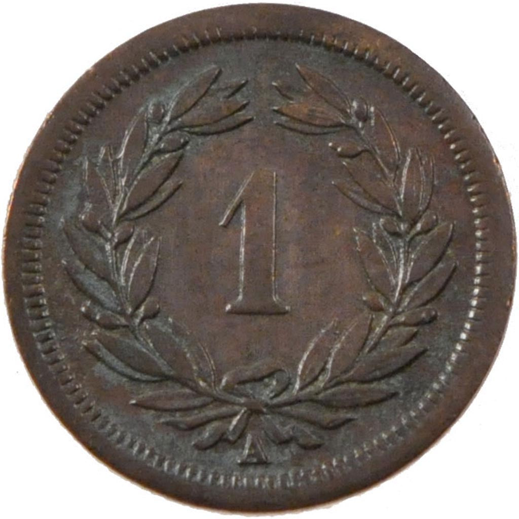 SWITZERLAND, Rappen, 1851, Paris, KM #3.1, AU(50-53), Bronze, 1.47