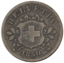 SWITZERLAND, 10 Rappen, 1850, Strasbourg, KM #6, VF(20-25), Billon, 19.23, 2.45