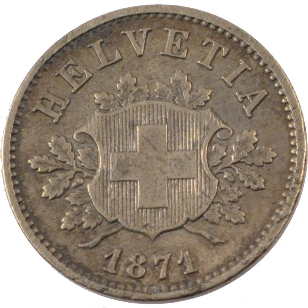 Coin, Switzerland, 10 Rappen, 1871, Bern, EF(40-45), Billon, KM:6