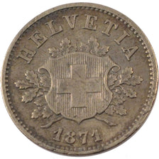 Coin, Switzerland, 10 Rappen, 1871, Bern, EF(40-45), Billon, KM:6
