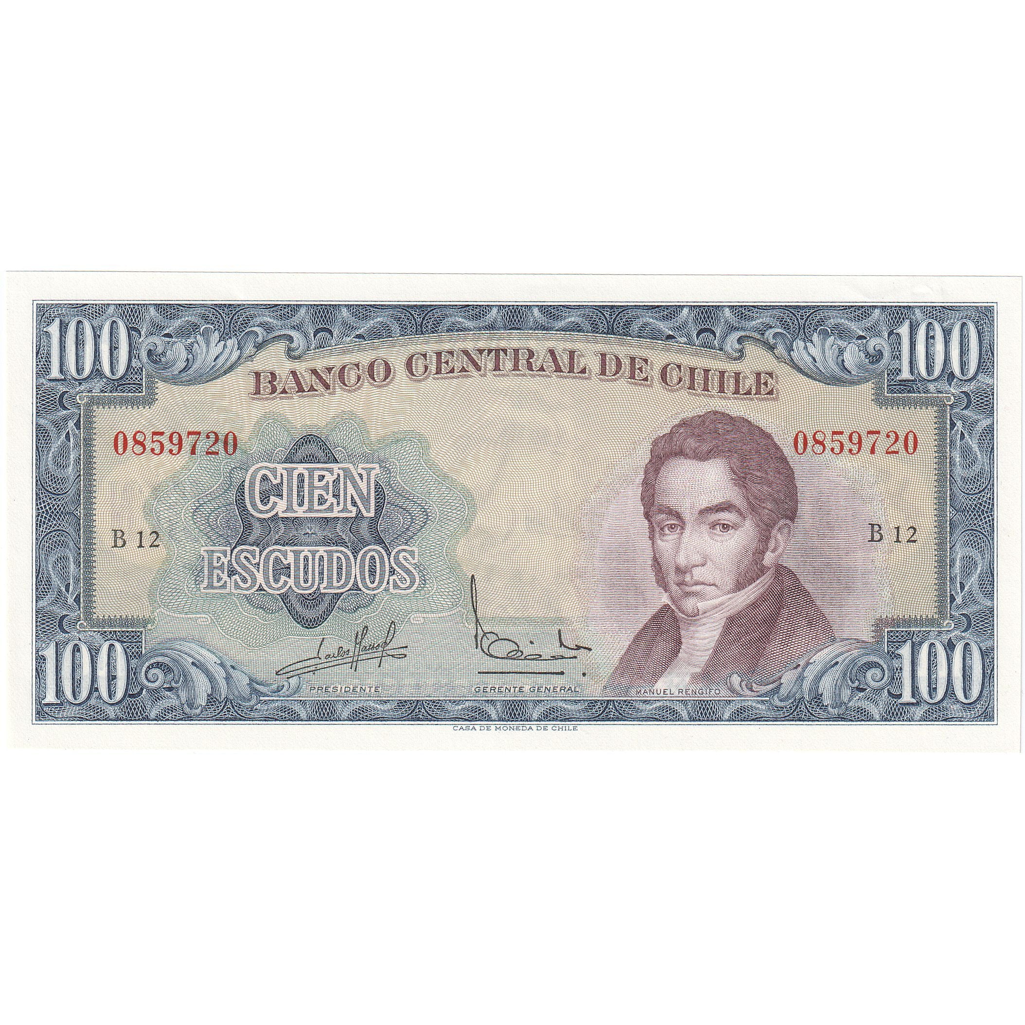 Chili, 100 Escudos, 1962, KM:141a, TTB