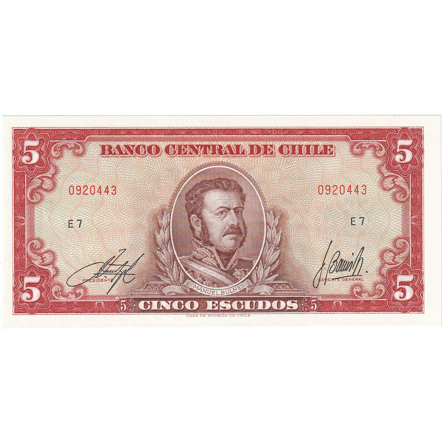 5 Escudos, 1964, Chile, KM:138, UNC