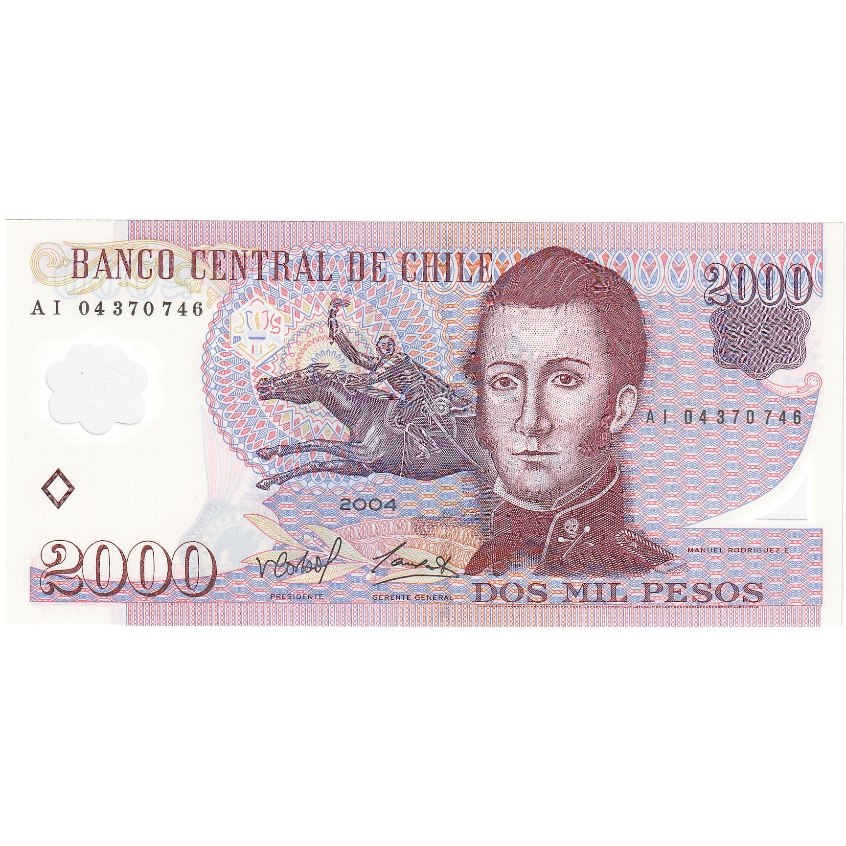 Chile, 2000 Pesos, 2004, KM:160a, UNC(65-70)
