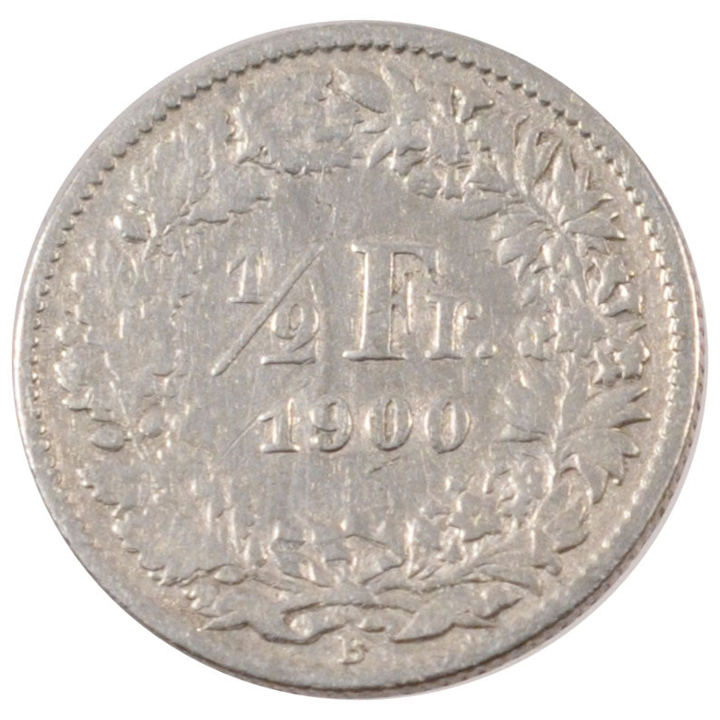 SWITZERLAND, 1/2 Franc, 1900, Bern, KM #23, VF(20-25), Silver, 18.2, 2.40