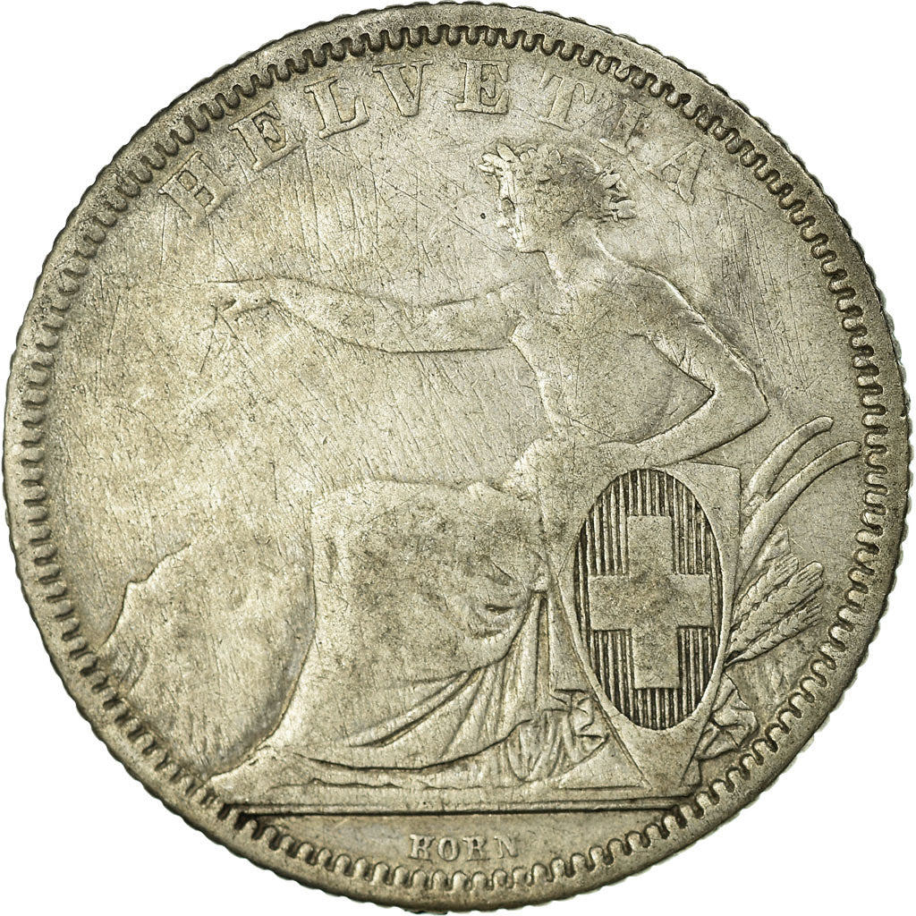 Coin, Switzerland, Franc, 1860, Bern, EF(40-45), Silver, KM:9a