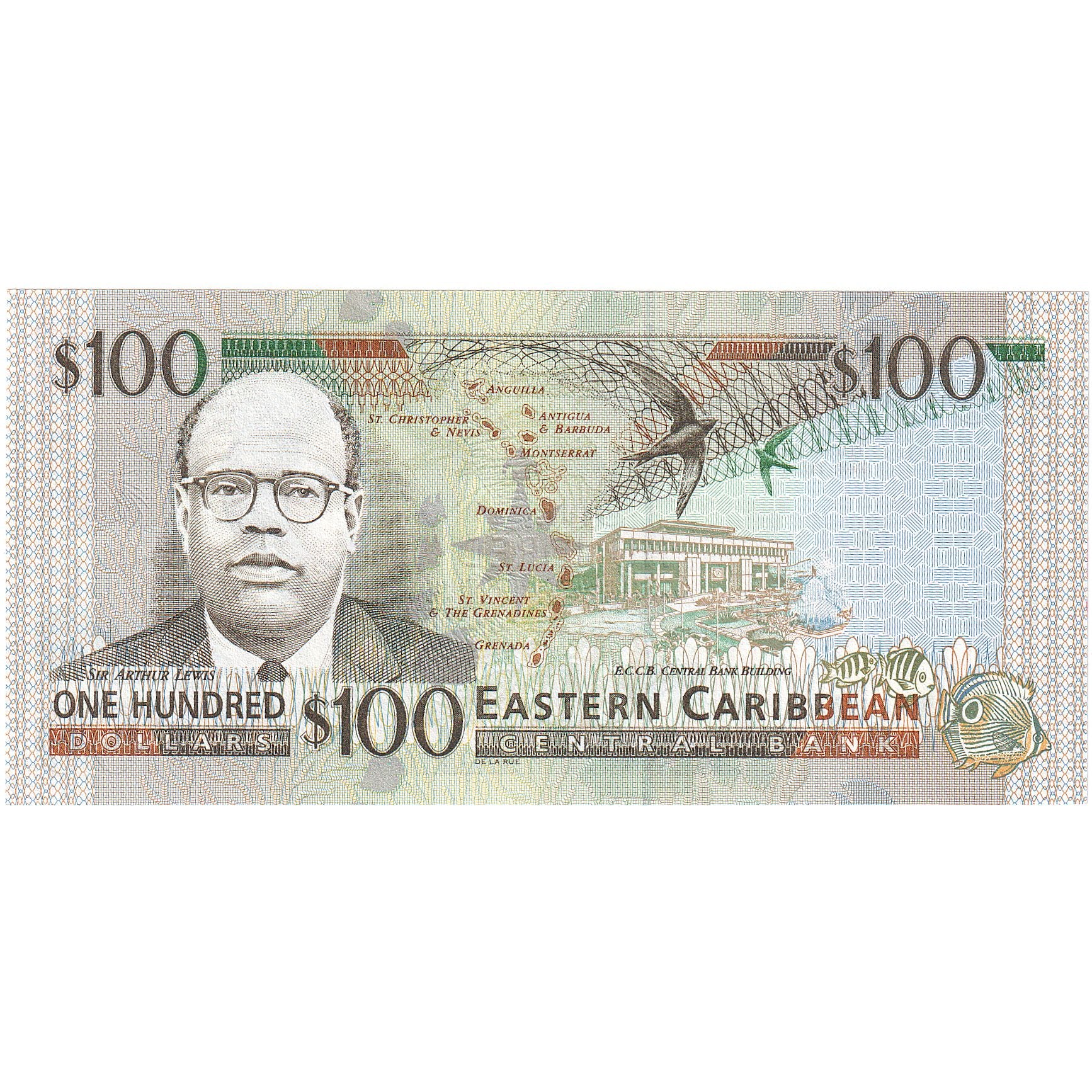 Osten Karibik Staaten, 100 Dollars, KM:46m, UNZ