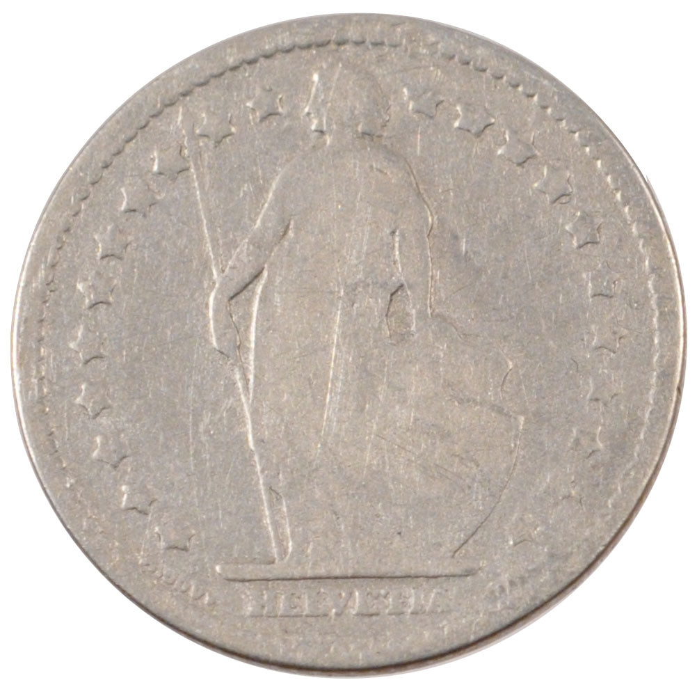 SWITZERLAND, Franc, 1875, Bern, KM #24, VF(20-25), Silver, 23.2, 4.70
