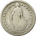Suiza, Franc, 1877, Bern, Plata, BC+, KM:24