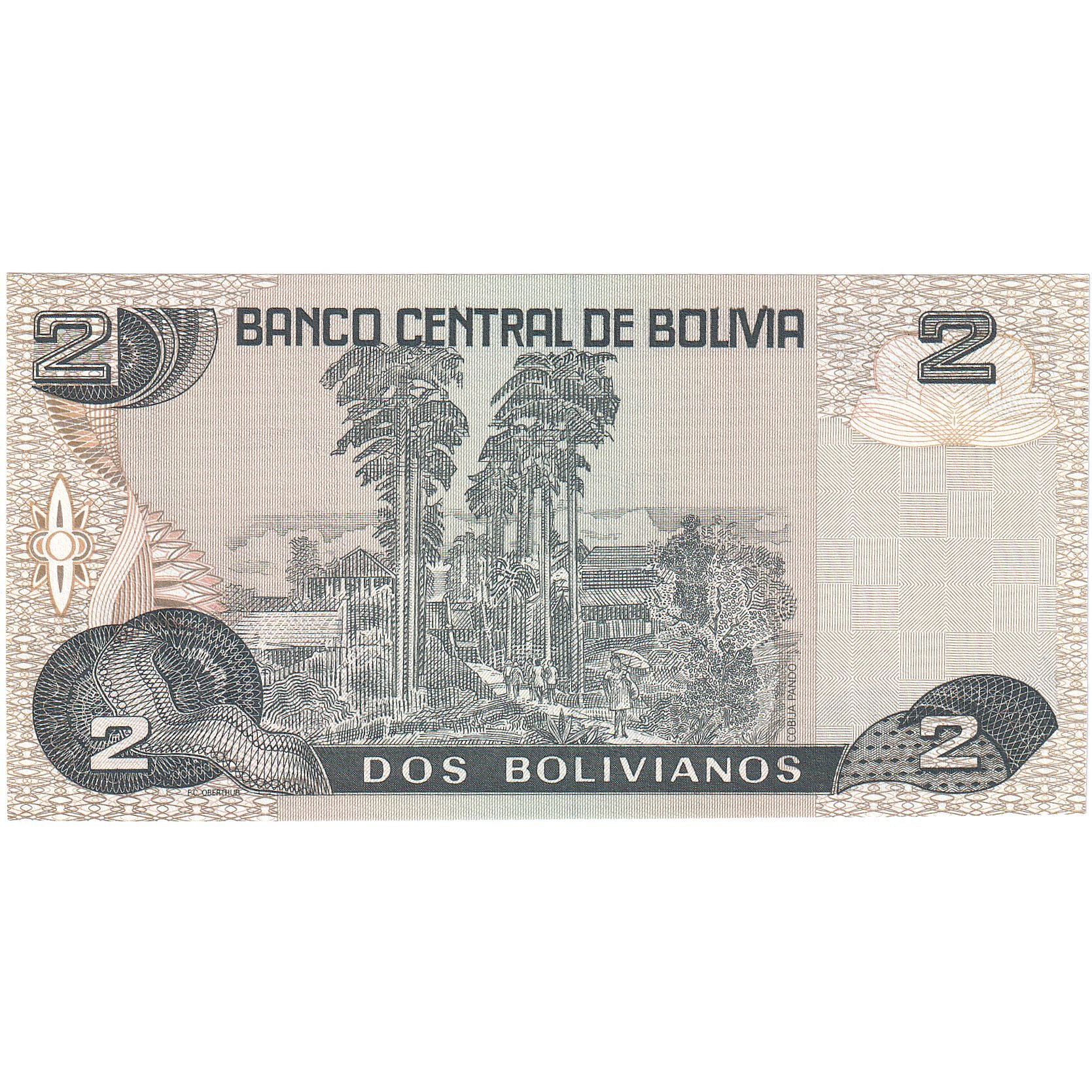 Banknote, Bolivia, 2 Bolivianos, 1986, 1986-11-28, KM:202b, UNC(65-70)