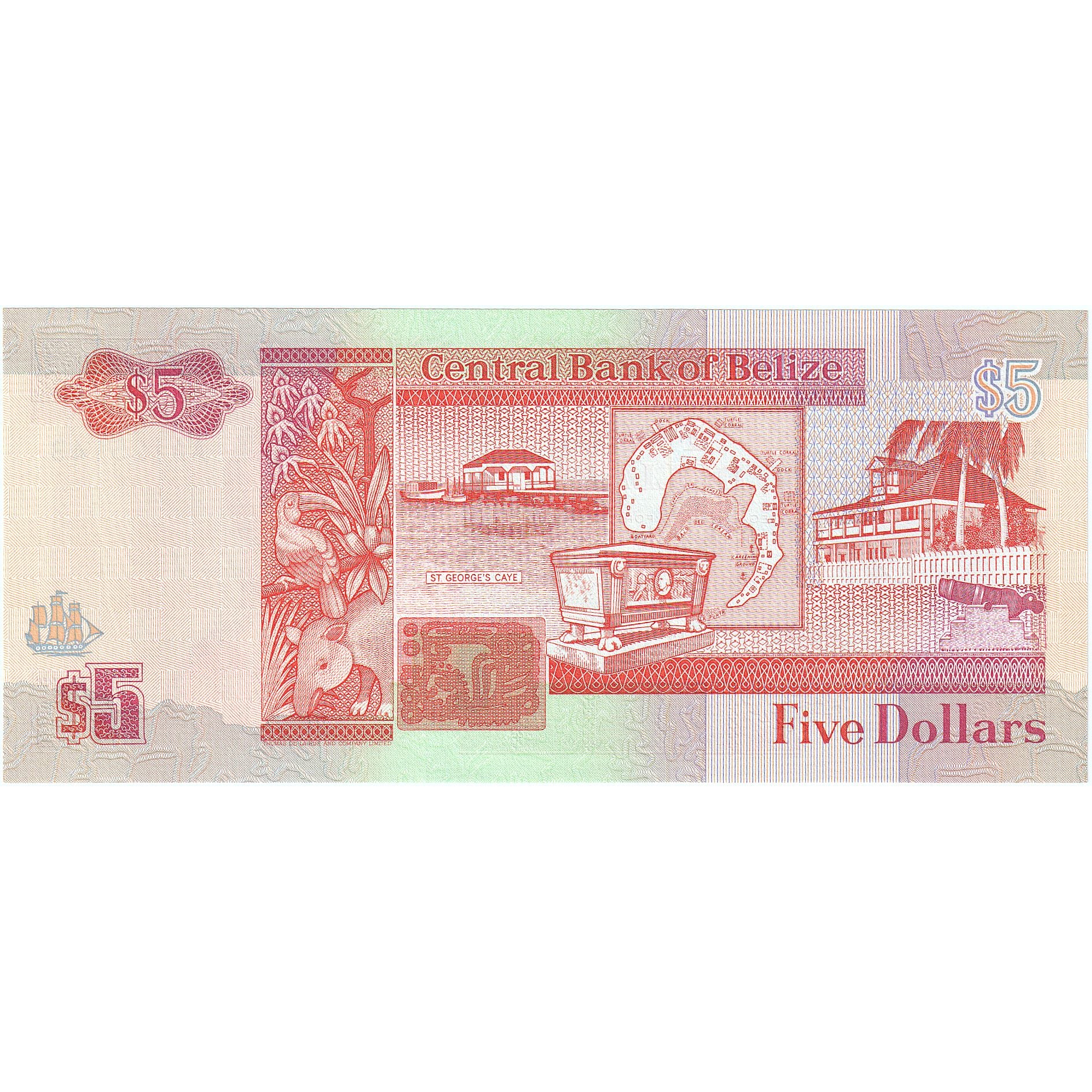 Geldschein, Belize, 5 Dollars, 1990, 1990-05-01, KM:53a, UNZ