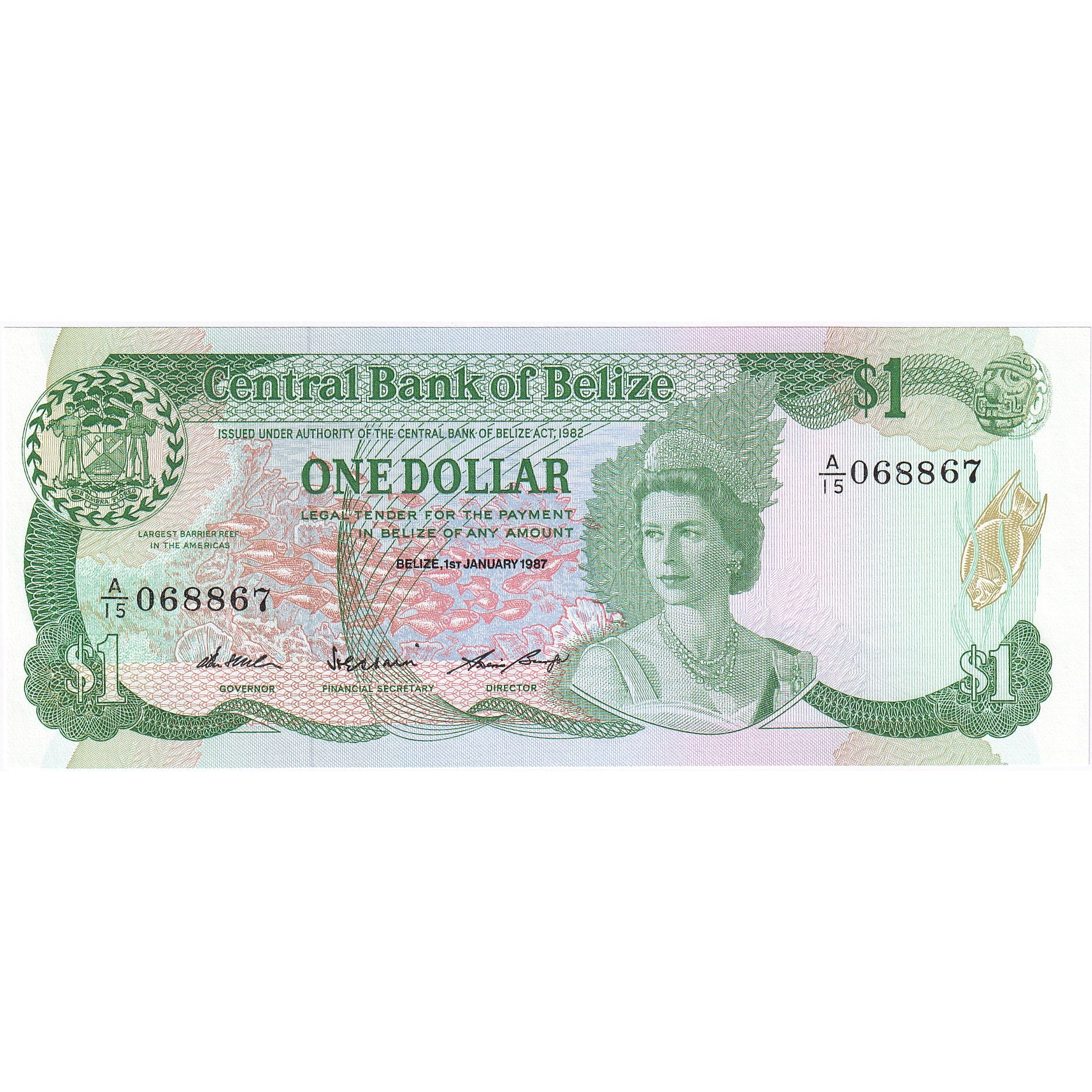 Banknote, Belize, 1 Dollar, 1987, 1987-01-01, UNC(65-70)