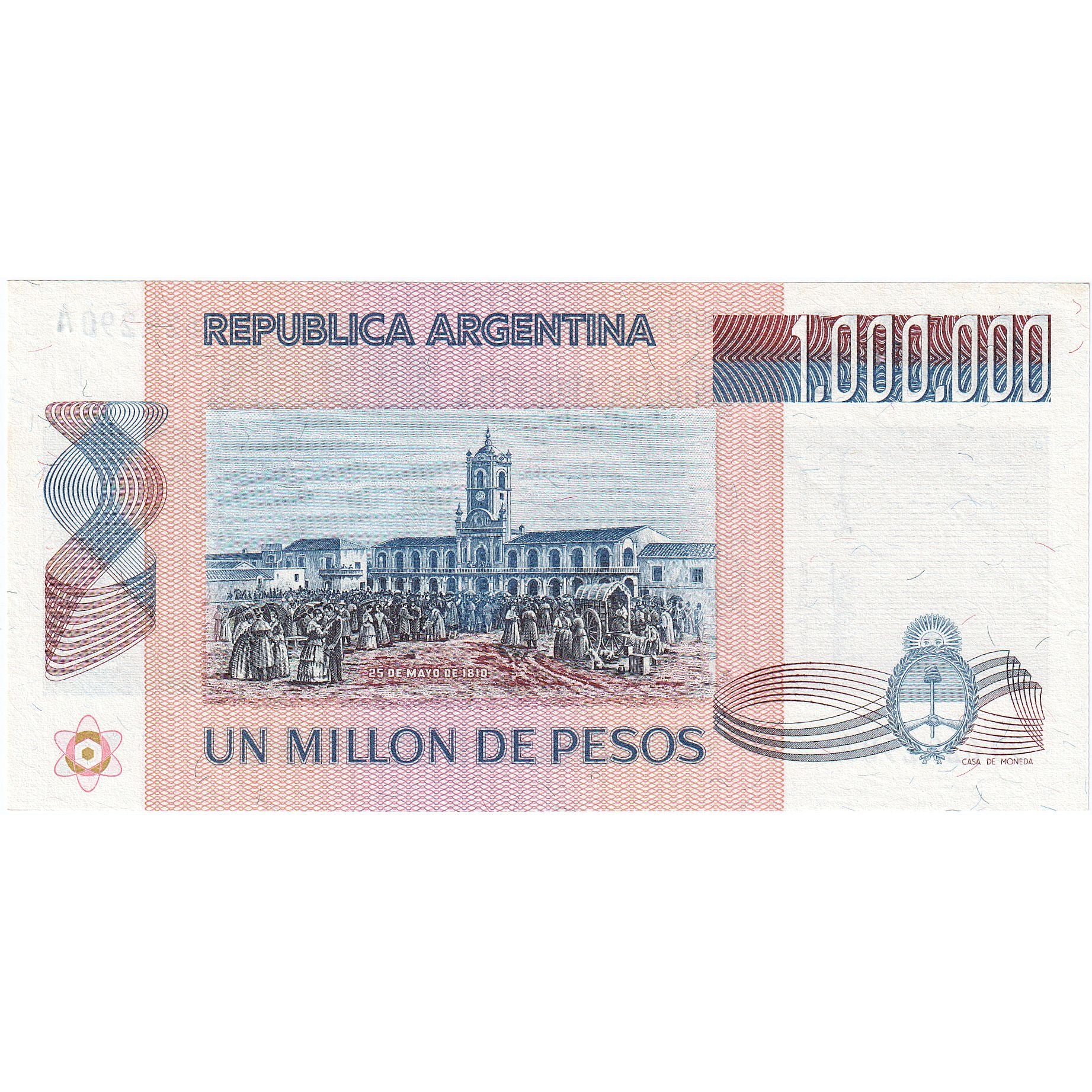 Argentina, 1,000,000 Pesos, Undated (1981-93), KM:310, AU(55-58)