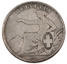 SWITZERLAND, 2 Francs, 1862, Bern, KM #10a, VF(20-25), Silver, 9.62