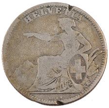SWITZERLAND, 2 Francs, 1862, Bern, KM #10a, VG(8-10), Silver, 9.42